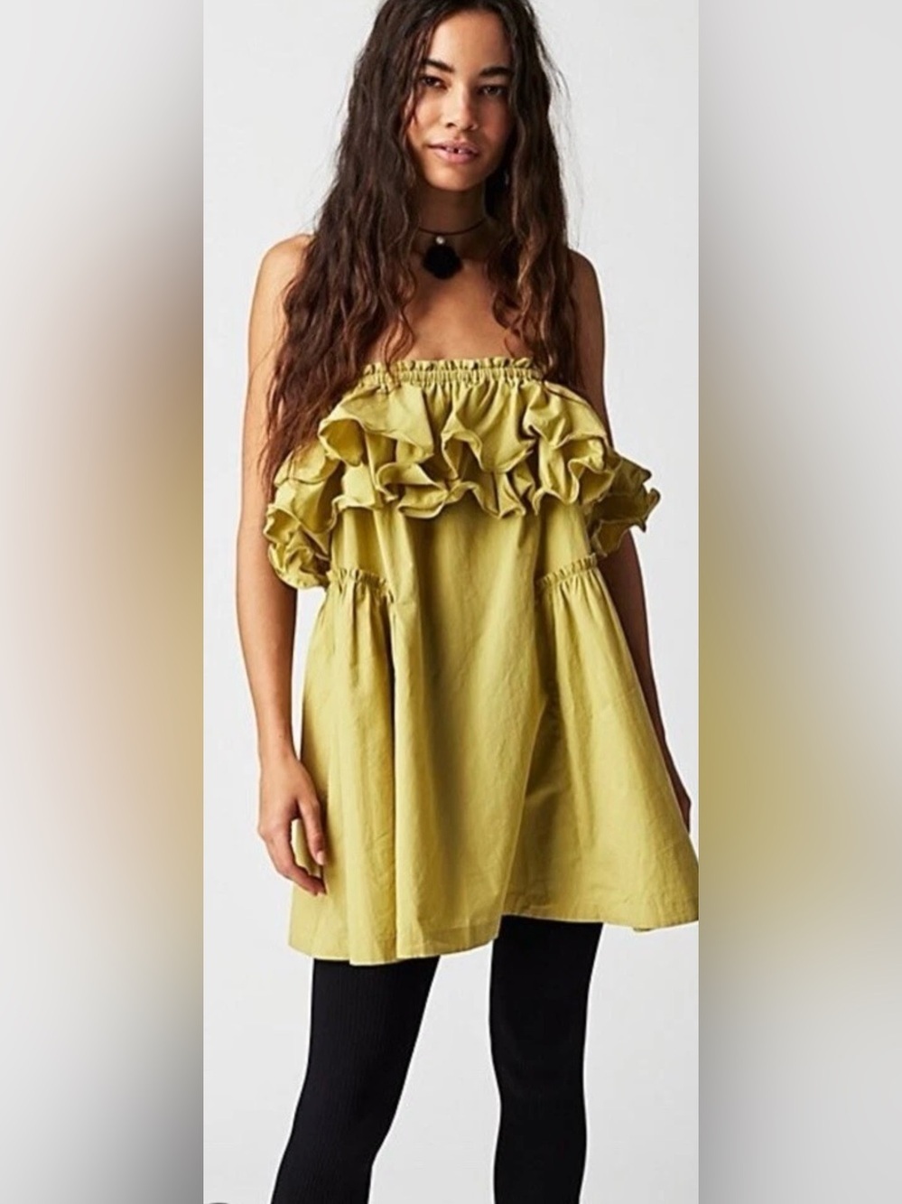 Free People Lime Green Ruffled Babydoll Mini Dress Have A Thing For You Large